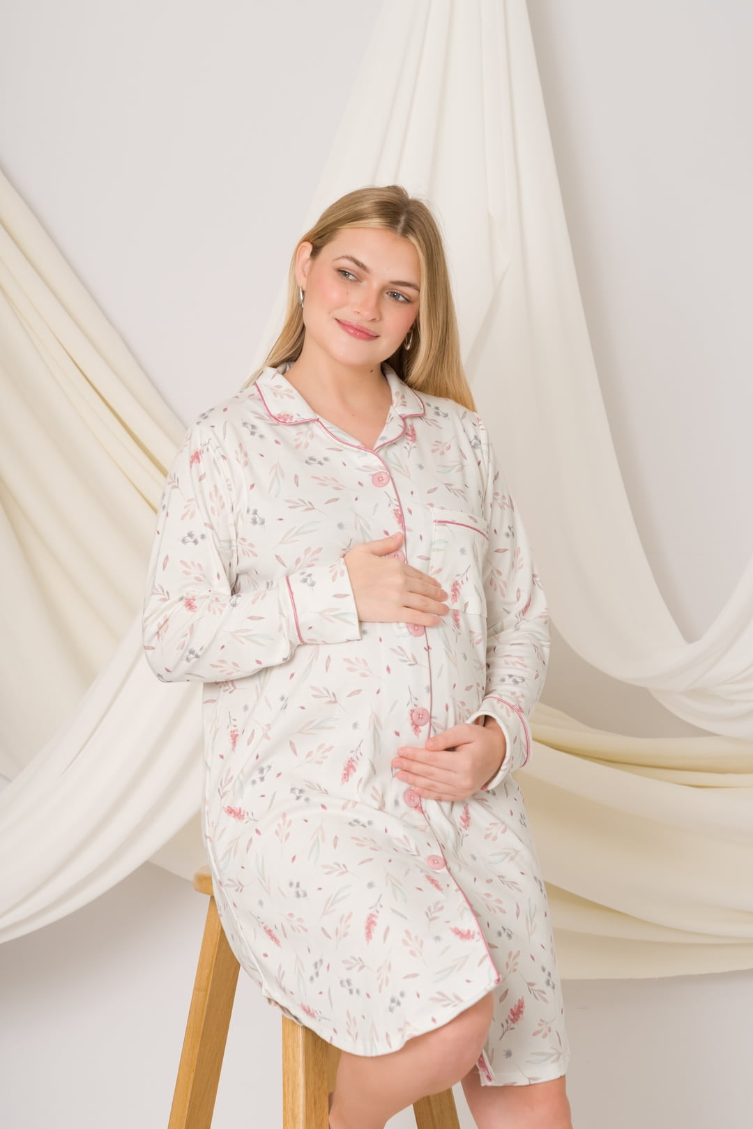 Camisón botones manga larga
