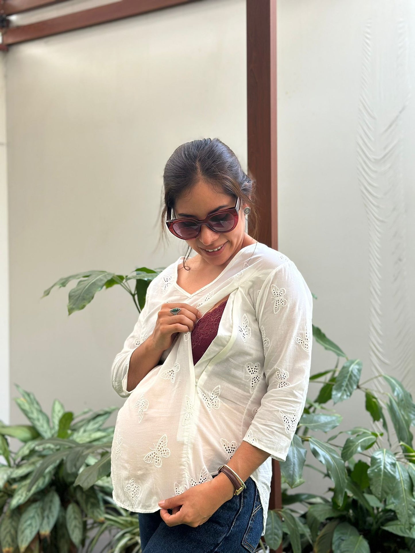 Blusa broderie herbal