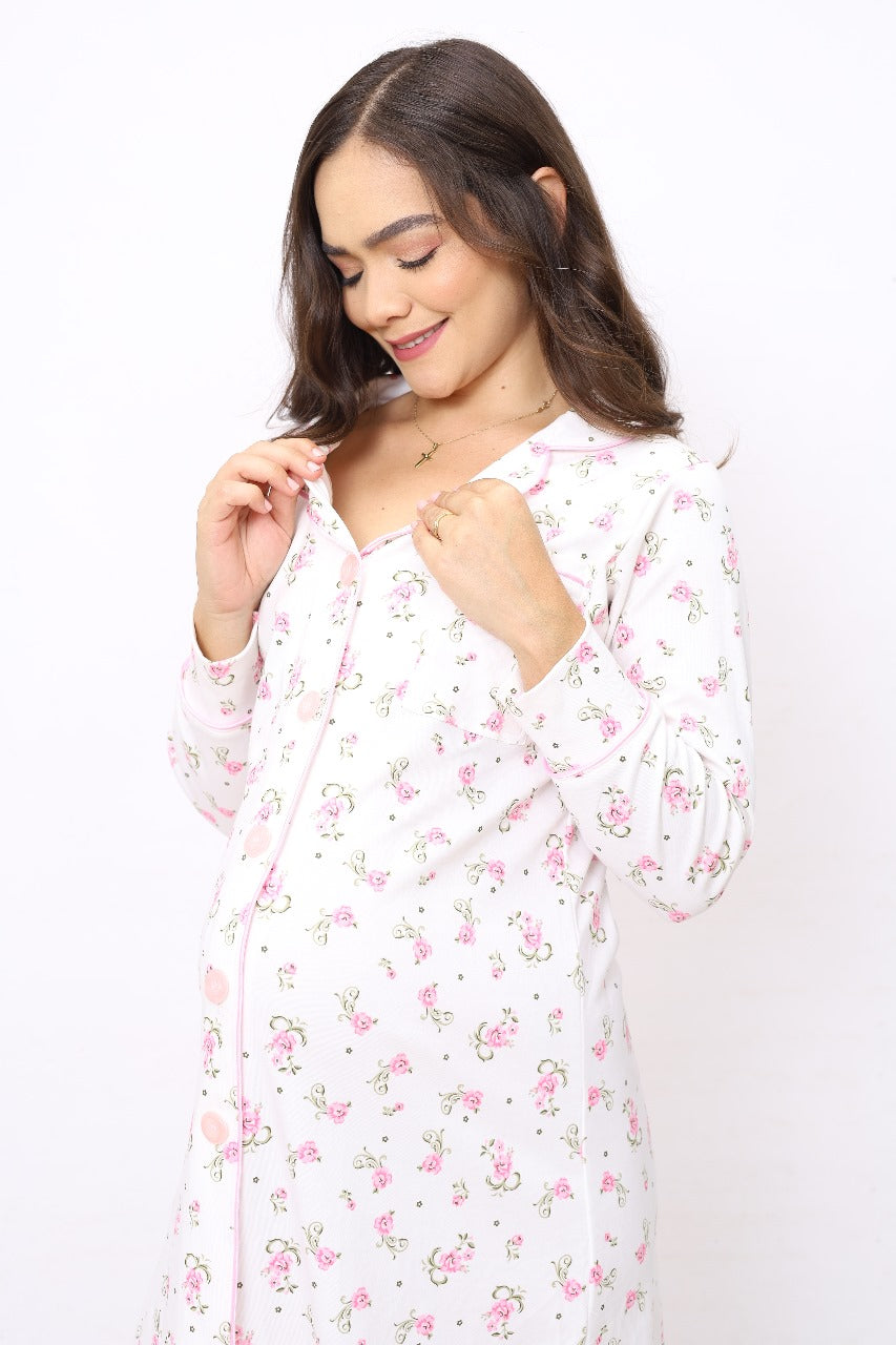 Camisón botones manga larga