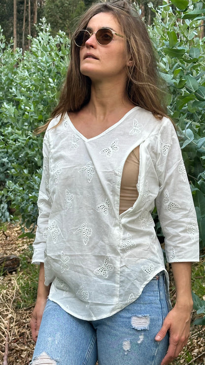 Blusa broderie herbal