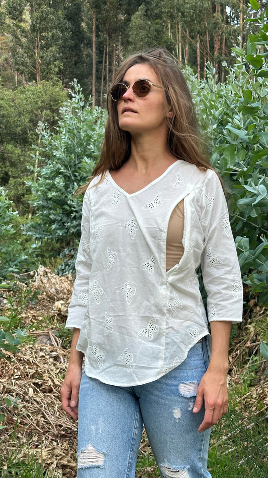 Blusa broderie herbal
