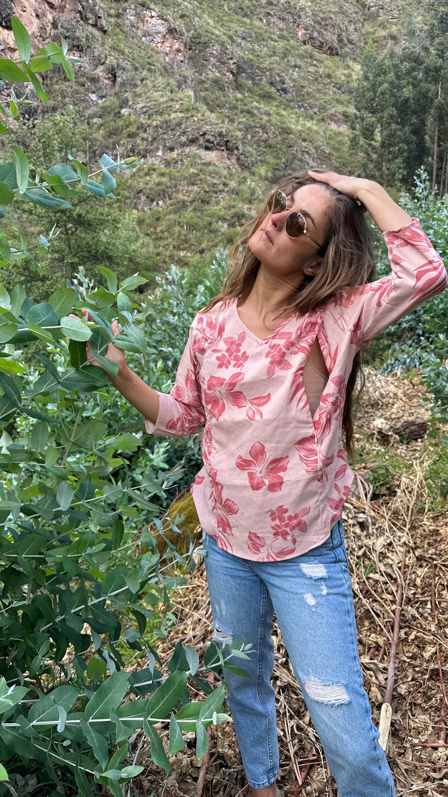 Blusa broderie herbal