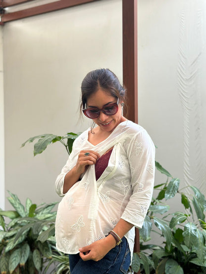 Blusa broderie herbal