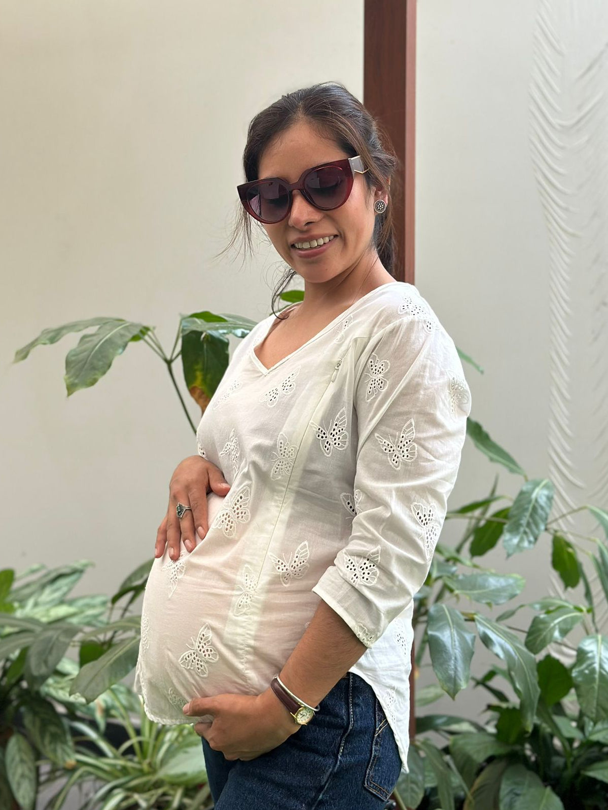 Blusa broderie herbal